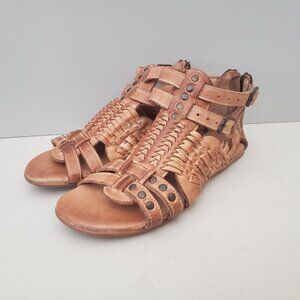 Bed Stu Claire Woven Gladiator Sandals in Tan Dip Dye Women Size 8.5